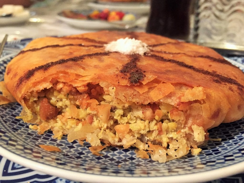 photo of a Moroccan savory pie called a pastilla