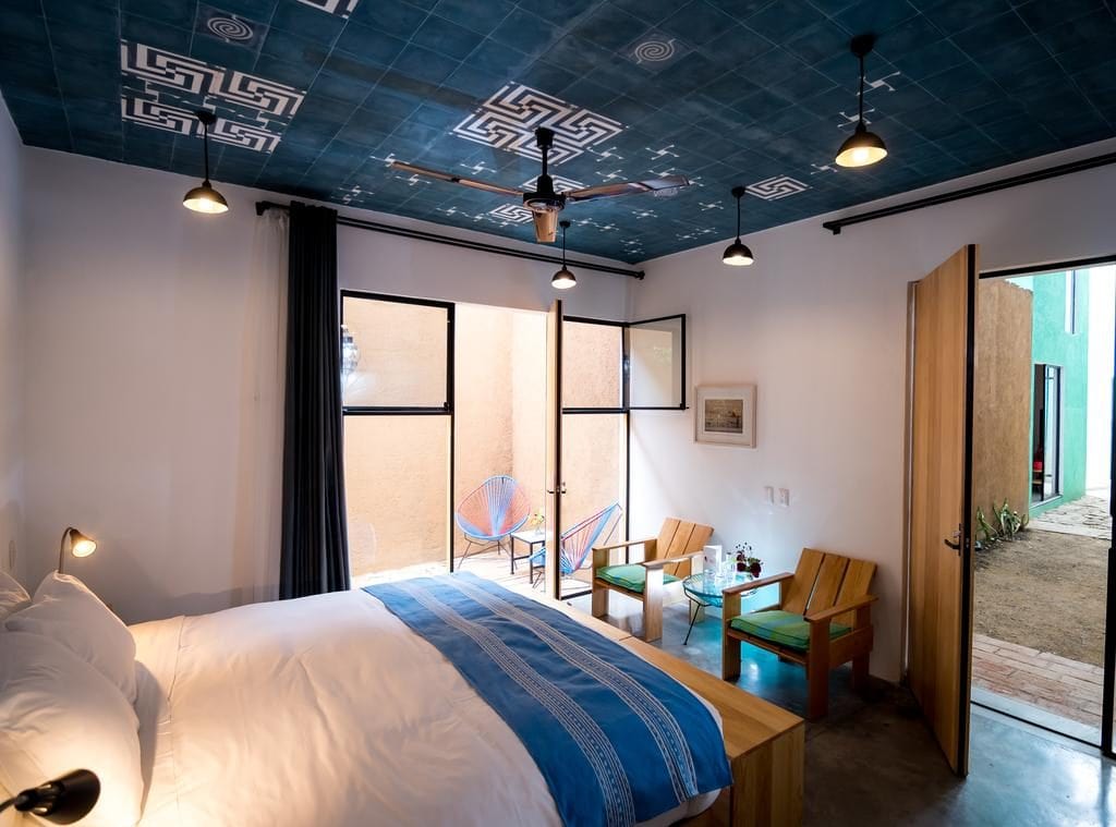 guest room at the Hotel con Corazon Oaxaca
