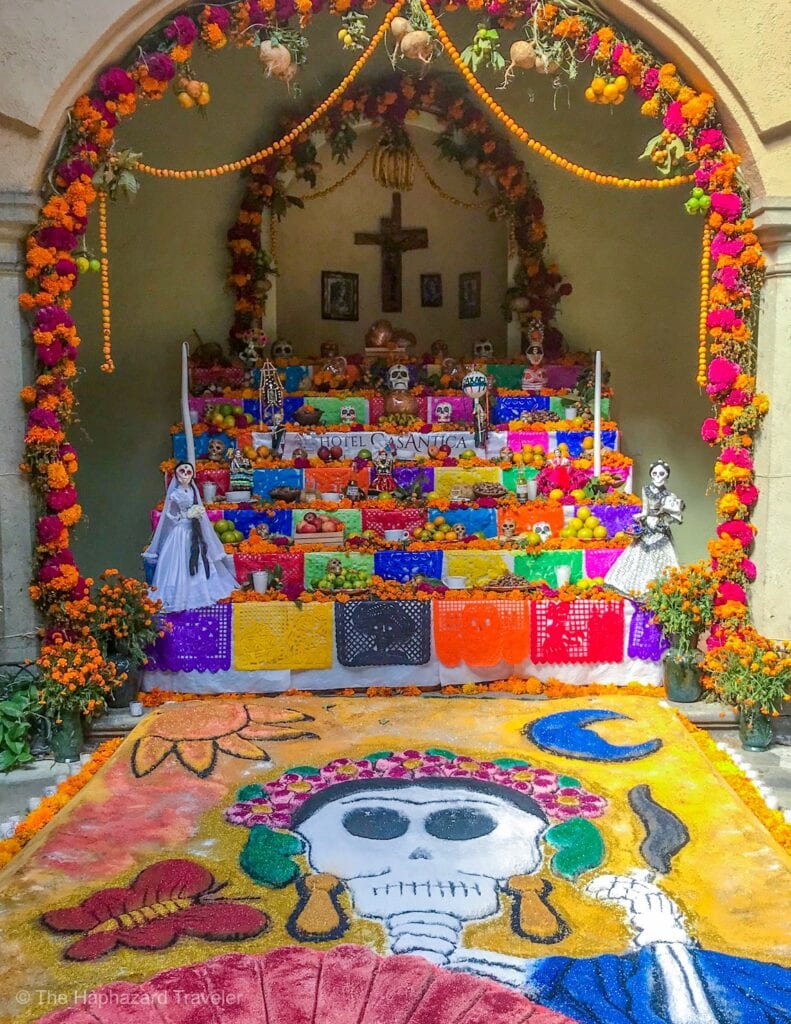 Oaxaca Dia de los Muertos preparations - Hotel Casantica Oaxaca altar