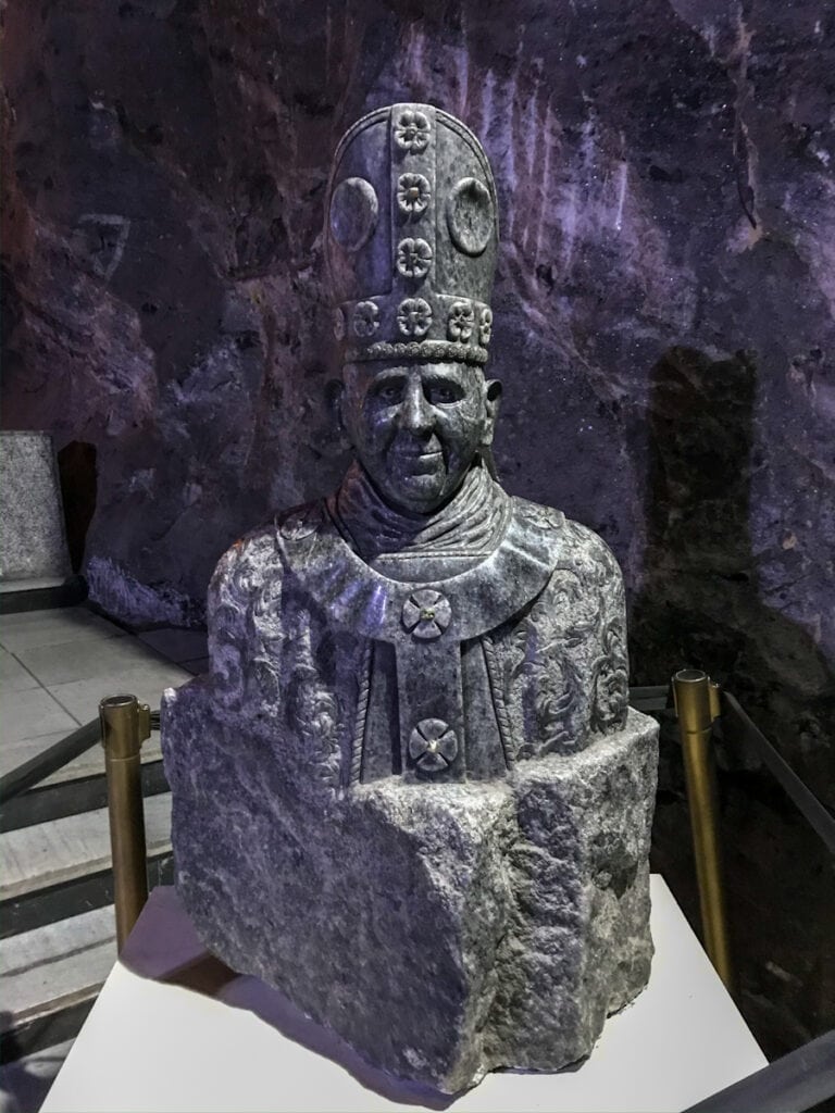 Halite bust of Pope Francis