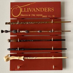 handmade magic wand display for Harry Potter fan