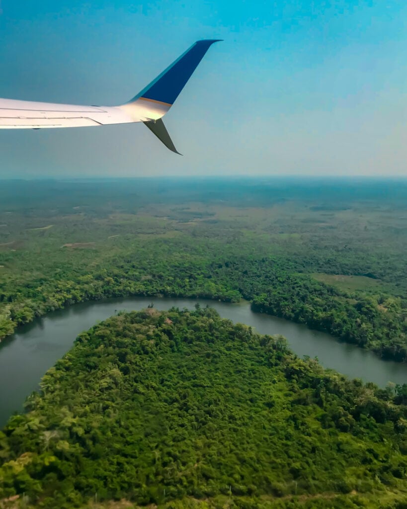 aerial photo from a plane of the Belize jungle