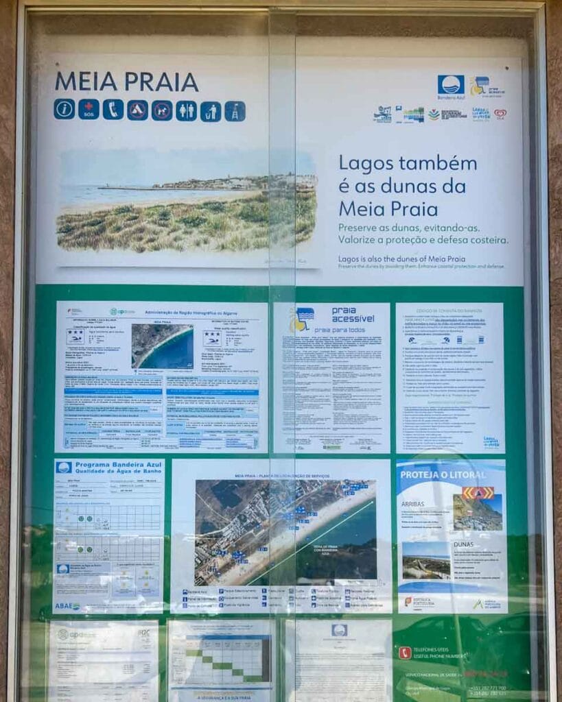 Meia Praia beach signage