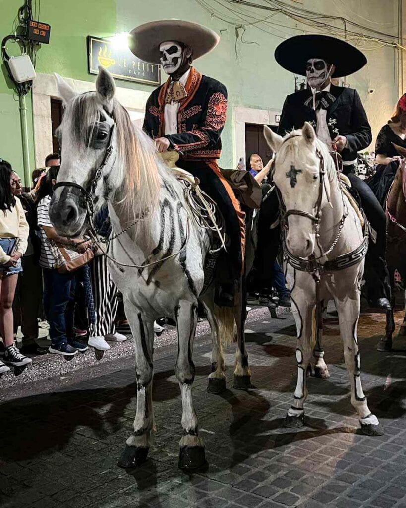 horses and riders in the Calaveras and Catrinas Parade
