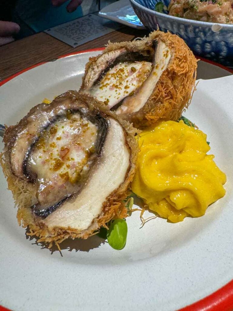 Entre Santos Madrid - goat cheese stuffed portobello