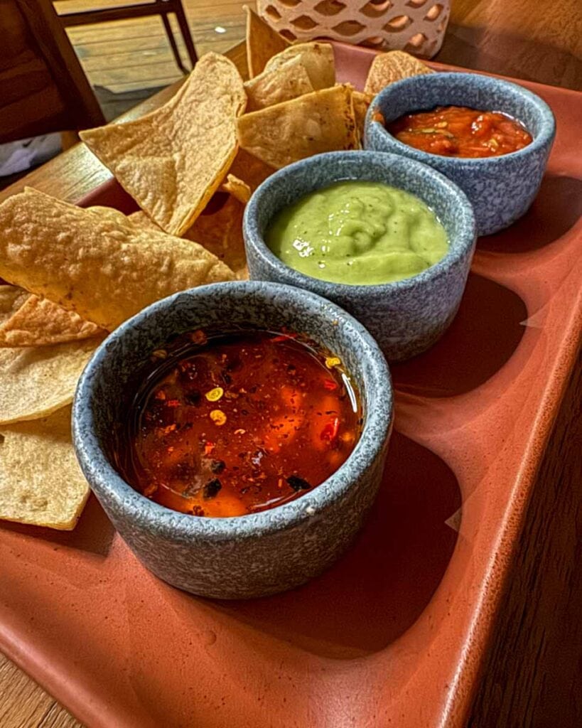 trio of salsa and chips at Casa Madre