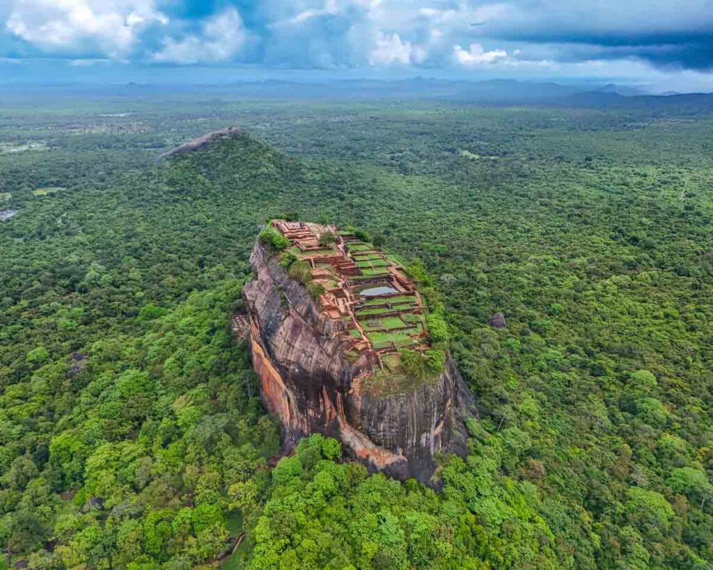 Sigiriya with Pidurangala in the distance