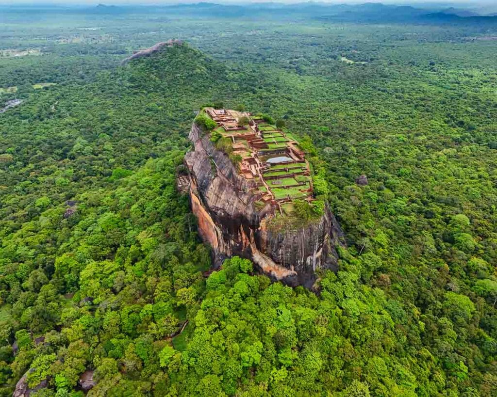 View of Sigiriya and Pidurangala Rock in the distance