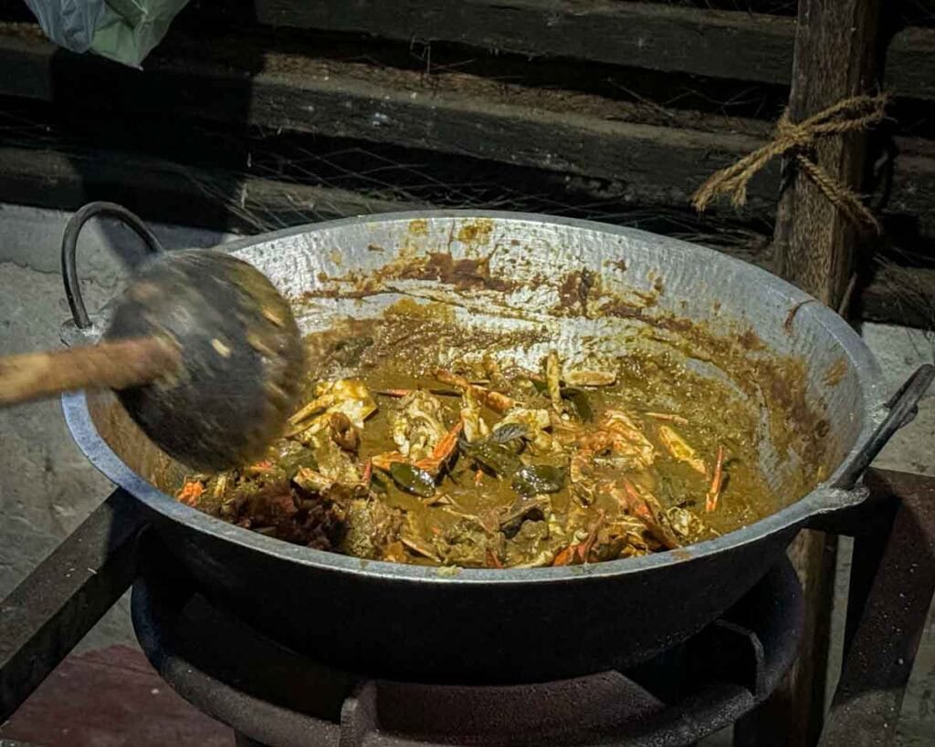 cooking Jaffna crab curry
