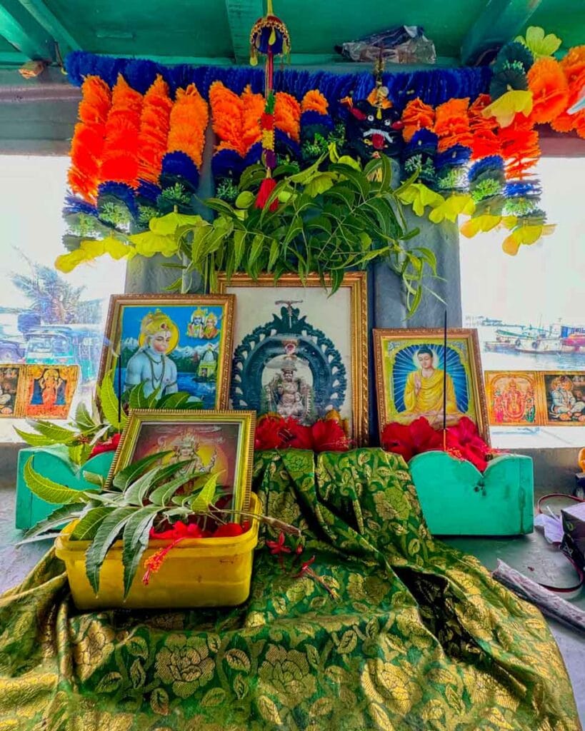 small shrine inside the public ferry to Nainativu Island