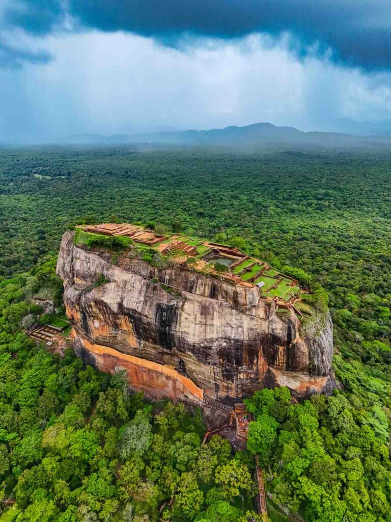 a rainstorm in the jungle at sigiriya fortress