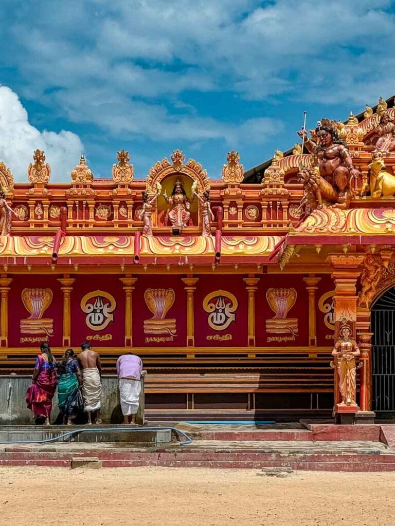 washing before entering Nagapooshani Amman Kovil
