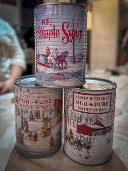Canadian maple syrup cans