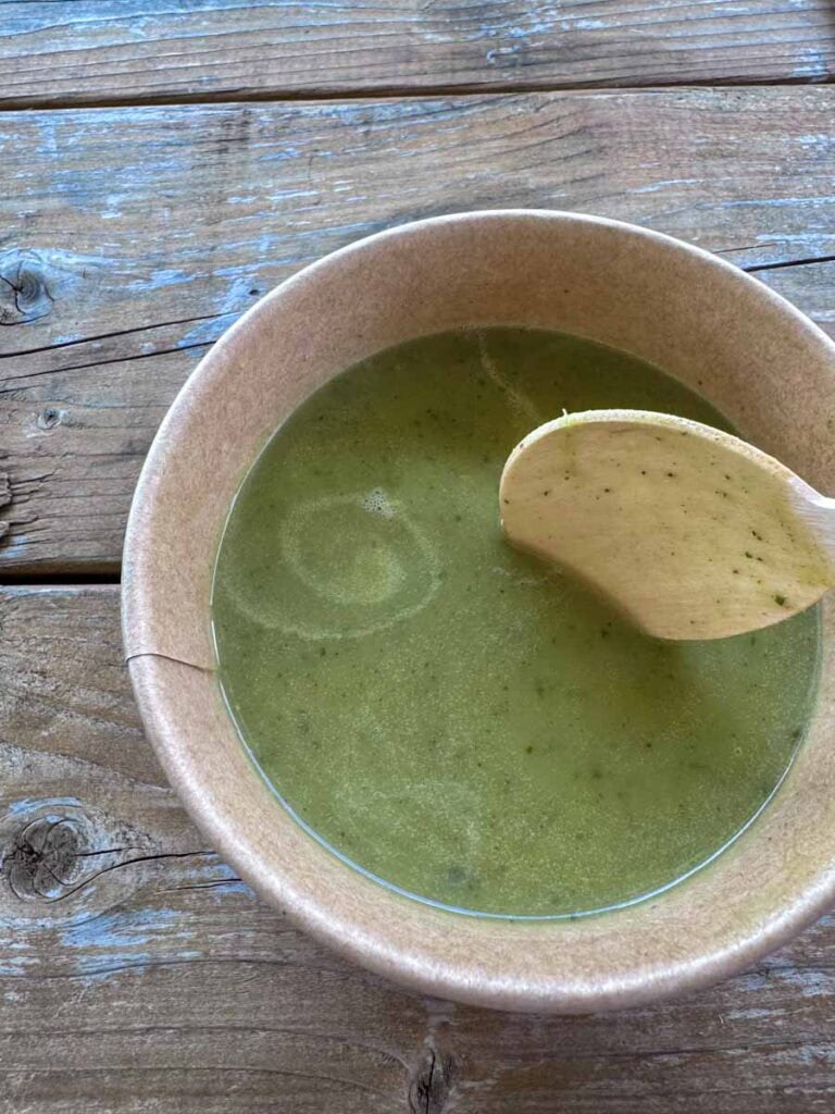 Marche des Bois foraging lunch - asparagus and stinging nettle soup